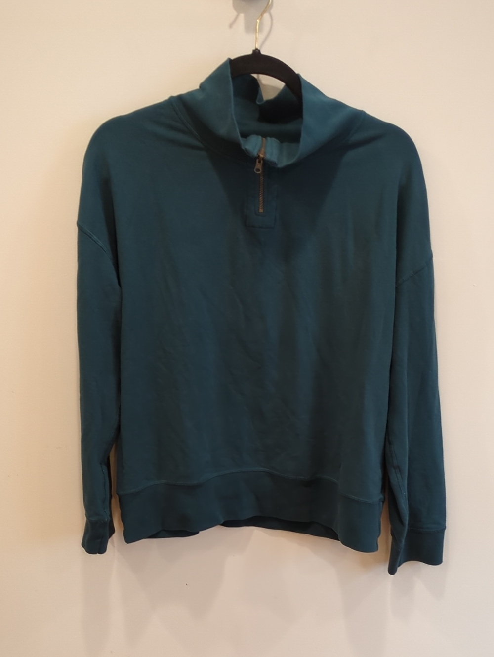 Granola Outdoorsy Athleisure Cotton Maggie's Organic Teal 1/4 Zip Sz Large EUC